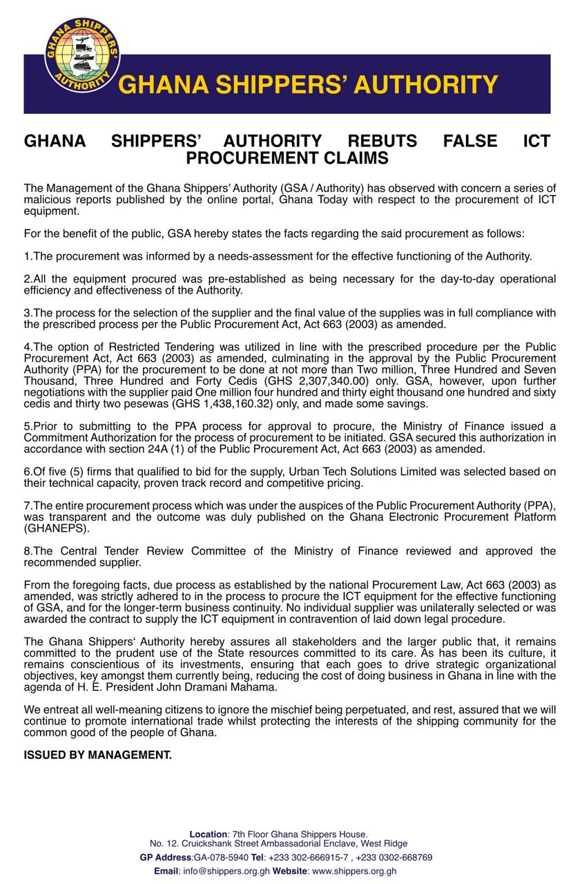 Shippers Authority statement 